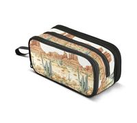 JUNZAN Pencil Bag Western Cowboys Cactus Aesthetic Pencil Case Pen Pouch for Women Men School Office College Stationery Supplies
