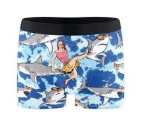 junzan Personalized Boxer Brief Breathable Custom Face Funny Shark Pattern Mens Boxers Shorts Mens Underware Boxer Brief, Sharks Tie Dye Blue, M