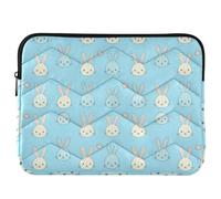 JUNZAN Quilted Padded Shockproof Laptop Sleeve For 13-16 Inch Laptops, Light Blue Cute Rabbit, L