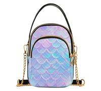 JUNZAN Quilted Women Crossbody Purse For Smartphone | Stain Resistant & Easy To Wipe Clean Shoulder Purse Daily Shopping Trip Mermaid Scale