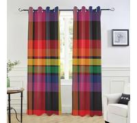 JUNZAN Rainbow Glen Plaid Textured Pattern Blackout Curtain Window Curtain Panels for Apartment 84 inches Length Room Divider Curtain Closet Curtains 1 Panel/2 Panel