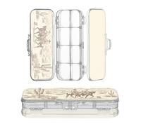 JUNZAN Retro Cowboys in The Desert Plastic Pencil Box Clear 2 Layer Hard Pens Case For Art Supplies With Snap And Lid