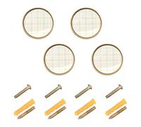 JUNZAN Round Cabinet Knobs for Kitchen Drawer Knobs and Pulls Gold Cabinets Hardware for Dresser Drawers with Screws Buffalo Grid Cream Beige