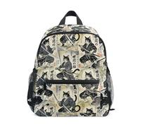 JUNZAN Samurai Cats Toddler Backpacks for Boys Girls Preschool Backpack Small Kids Bookbag Aged 3-8