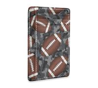 JUNZAN Slim Wallet Card Holders for Men Women American Football Minimalist Front Pocket Wallets Small Card Case RFID Blocking Brown Camo