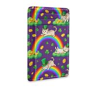 JUNZAN Slim Wallet Card Holders for Men Women Cats with Rainbows Cloves Minimalist Front Pocket Wallets Small Card Case RFID Blocking Purple