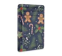 JUNZAN Slim Wallet Card Holders for Men Women Christmas Plant Gingerbread Minimalist Front Pocket Wallets Small Card Case RFID Blocking Light Blue