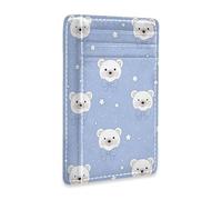 JUNZAN Slim Wallet Card Holders for Men Women Cute Bears Blue Minimalist Front Pocket Wallets Small Card Case RFID Blocking