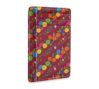 JUNZAN Slim Wallet Card Holders for Men Women Dia De Los Muertos Floral Minimalist Front Pocket Wallets Small Card Case RFID Blocking Red