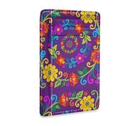 JUNZAN Slim Wallet Card Holders for Men Women Dia De Los Muertos Flower Minimalist Front Pocket Wallets Small Card Case RFID Blocking Purple