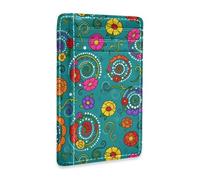JUNZAN Slim Wallet Card Holders for Men Women Dia De Los Muertos Flowers Minimalist Front Pocket Wallets Small Card Case RFID Blocking Cyan