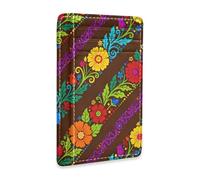 JUNZAN Slim Wallet Card Holders for Men Women Dia De Los Muertos Minimalist Front Pocket Wallets Small Card Case RFID Blocking Brown