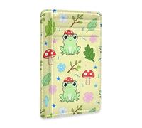 JUNZAN Slim Wallet Card Holders for Men Women Forest Frog Mushroom Minimalist Front Pocket Wallets Small Card Case RFID Blocking Pale Yellow