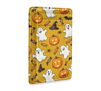 JUNZAN Slim Wallet Card Holders for Men Women Halloween Bats Ghosts Minimalist Front Pocket Wallets Small Card Case RFID Blocking Yellow