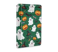 JUNZAN Slim Wallet Card Holders for Men Women Halloween Bats Ghosts Minimalist Front Pocket Wallets Small Card Case RFID Blocking Forest Green