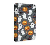 JUNZAN Slim Wallet Card Holders for Men Women Halloween Bats Ghosts Minimalist Front Pocket Wallets Small Card Case RFID Blocking Dark Grey
