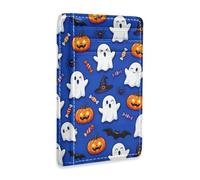 JUNZAN Slim Wallet Card Holders for Men Women Halloween Cute Ghosts Minimalist Front Pocket Wallets Small Card Case RFID Blocking Blue