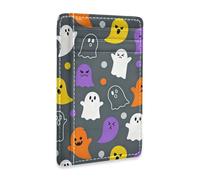 JUNZAN Slim Wallet Card Holders for Men Women Halloween Ghosts Minimalist Front Pocket Wallets Small Card Case RFID Blocking Dark Grey