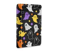 JUNZAN Slim Wallet Card Holders for Men Women Halloween Ghosts Minimalist Front Pocket Wallets Small Card Case RFID Blocking Black