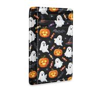 JUNZAN Slim Wallet Card Holders for Men Women Halloween Pumpkins Ghosts Minimalist Front Pocket Wallets Small Card Case RFID Blocking Black
