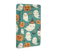 JUNZAN Slim Wallet Card Holders for Men Women Halloween Smiling Ghosts Minimalist Front Pocket Wallets Small Card Case RFID Blocking
