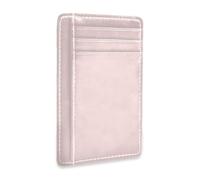 JUNZAN Slim Wallet Card Holders for Men Women Minimalist Front Pocket Wallets Small Card Case RFID Blocking Saddle Brown, Misty Rose, One Size, Minimalist