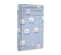 JUNZAN Slim Wallet Card Holders for Men Women Polar Bears Minimalist Front Pocket Wallets Small Card Case RFID Blocking Blue