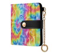 JUNZAN Small Wallets for Women Colored Spiral Slim Woman Keychain Wallet Bifold Card Holder Case with Zipper Coin Pocket RFID Blocking