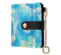JUNZAN Small Wallets for Women Tie Dyed Spiral Slim Woman Keychain Wallet Bifold Card Holder Case with Zipper Coin Pocket RFID Blocking