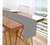 JUNZAN Table Runner Houndstooth Black and White Deco for Wedding Party Dinner Holidays Kitchen Fit Rectange and Round Table90 x 13 inch