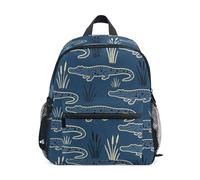 JUNZAN Toddler Backpack Cartoon Crocodile Backpacks for Boys Girls Preschool Backpack Small Kids Bookbag Navy Aged 3-8