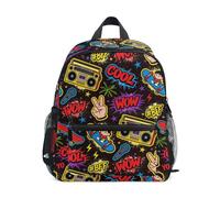 JUNZAN Toddler Backpack Comics Graffiti Backpacks for Boys Girls Preschool Backpack Small Kids Bookbag Aged 3-8