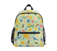 JUNZAN Toddler Backpack Florals Birds Butterflies Bees Backpacks for Boys Girls Preschool Backpack Small Kids Bookbag Light Green Aged 3-8