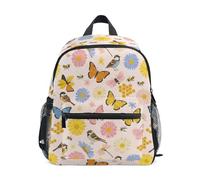 JUNZAN Toddler Backpack Florals Birds Butterflies Bees Backpacks for Boys Girls Preschool Backpack Small Kids Bookbag Light Pink Aged 3-8