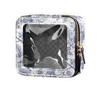 junzan Transparent Makeup Bag Waterproof Travel Flower Pattern Retro Vintage Flying Flowers Retro Vintage Flowers, 5.1 x 2.2 x 4.7 inches, Colorful, Vintage Retro Flowers, 5.1 x 2.2 x 4.7 inches,