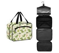 JUNZAN Tropical Crocodiles Hanging Travel Toiletry Bag for Women Toiletry Bags with Hook Makeup Organizer Green, Tropical Crocodiles, 12.6" x 9" x 5.7", Colorful