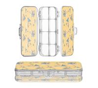 JUNZAN Tropical Island Clear Pencil Plastic Box Double Deck Pens Case Boxes For Stationery Supplies With Snap And Lid Yellow