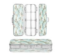 JUNZAN Turquoise Tropical Island Plastic Pencil Box Double-Deck Pens Storage Case For School With Snap Lid