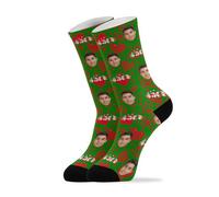 junzan Valentine's Day Custom Maroon Face on Socks for Men Women Personalized Socks with Photo Hearts Vector, Hearts Vector Green, One size