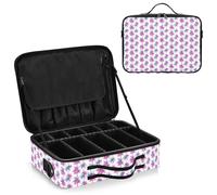 junzan Watercolour Tropical Large Makeup Organizer Bag Travel Makeup Train Case Flat Make Up Artist Case with Dividers and Adjustable Strap, Watercolour Tropical, 14.6 x 10.6 x 4.7 inches, Colorful