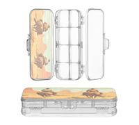 JUNZAN Western Cowboys Riding Horses Clear Pencil Box Plastic Double-Deck Pens Case Hard For Art Supplies With Snap And Lid