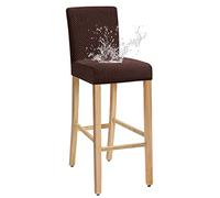 JUNZHE Bar Stool Covers with Back, Stretch, Waterproof, Removable Dining Chair Covers for Short Swivel Chair for Kitchen, Dining Room, Pub, Cafe(Brown, set of 4)