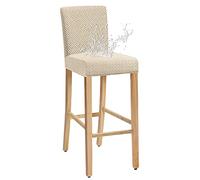 JUNZHE Bar Stool Covers with Back, Stretch, Waterproof, Removable Dining Chair Covers for Short Swivel Chair for Kitchen, Dining Room, Pub, Cafe(Cream, set of 6)