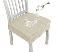 JUNZHE Chair Covers, Waterproof, Washable, Removable, High Stretch Dining Table and Chairs set 6/4/2, Seat Cushion Slipcovers Protector for Kitchen, Dining Room, Party, Hotel(Beige, 1 piece)