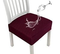 JUNZHE Chair Covers, Waterproof, Washable, Removable, High Stretch Dining Table and Chairs set 6/4/2, Seat Cushion Slipcovers Protector for Kitchen, Dining Room, Party, Hotel(Wine Red, 1 piece)