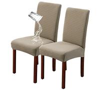 JUNZHE Set of 4/6 Dining Chair Covers, Modern Elastic Stretch Chair Protective Covers, Removable Washable Kitchen Chair Seat Cover (Taupe,2 Pieces)