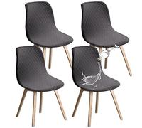 JUNZHE Shell Dining Chair Covers, Stretch Retro Chair Slipcovers Washable Removable Chair protector for Dining Room, Kitchen, Restaurant, Hotel (Grey, Set of 4)