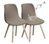 JUNZHE Shell Dining Chair Covers, Stretch Retro Chair Slipcovers Washable Removable Chair protector for Dining Room, Kitchen, Restaurant, Hotel (Taupe, Set of 2)