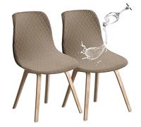 JUNZHE Shell Dining Chair Covers, Stretch Retro Chair Slipcovers Washable Removable Chair protector for Dining Room, Kitchen, Restaurant, Hotel (Khaki, Set of 2)
