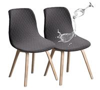 JUNZHE Shell Dining Chair Covers, Stretch Retro Chair Slipcovers Washable Removable Chair protector for Dining Room, Kitchen, Restaurant, Hotel (Grey, Set of 2)